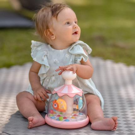 WOOPIE BABY spalvingų gyvūnėlių rožinė besisukanti karuselė su kamuoliukais (vilkelis)
