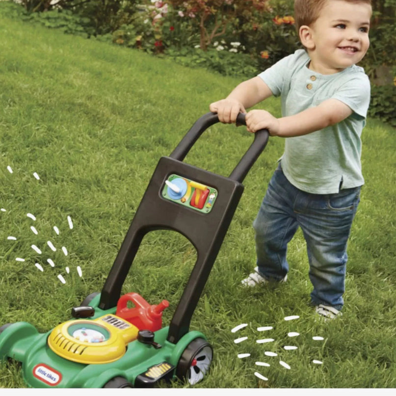 Little Tikes interaktyvus vaikų vejapjovės stumiamasis žaislas sodui