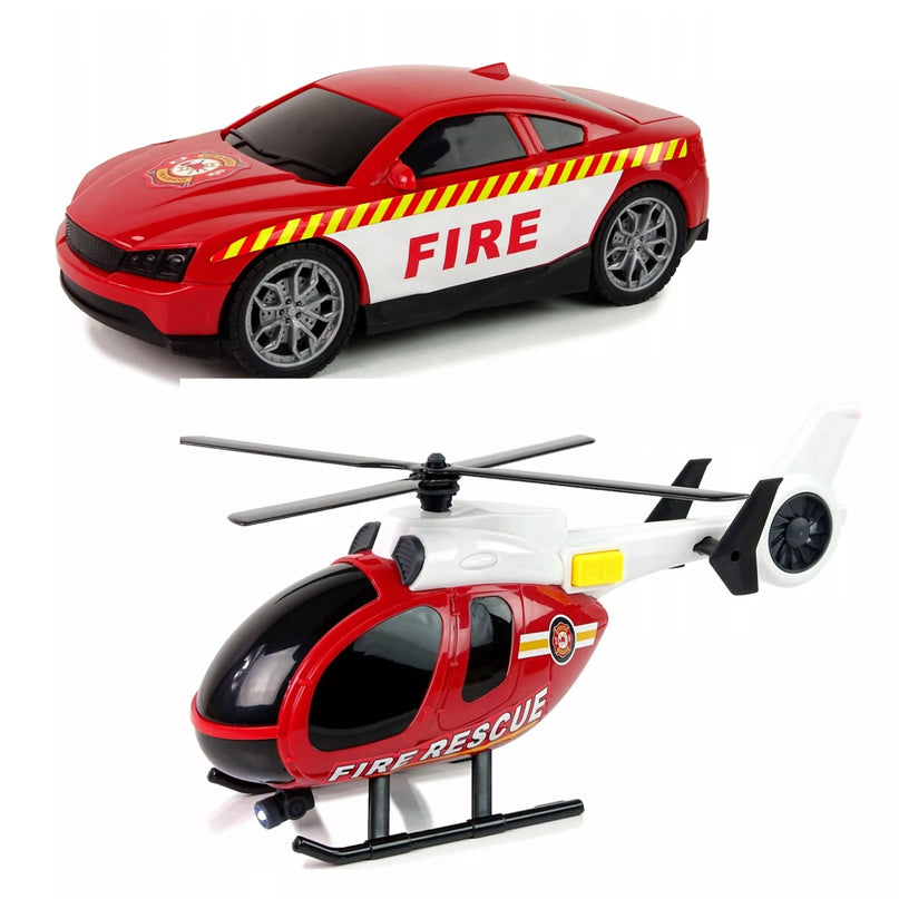WOOPIE Vehicle Set Fire Truck Sraigtasparnis Automobilis Šviesos garsas
