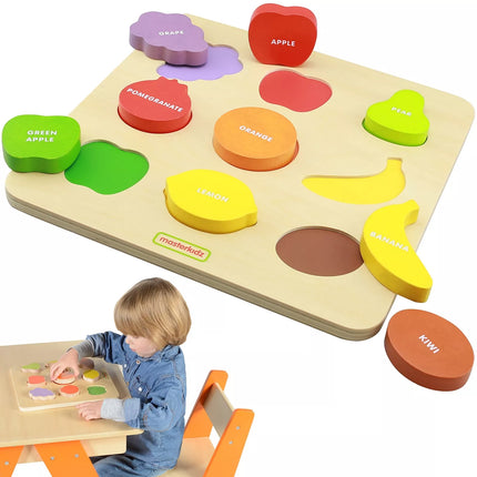 MASTERKIDZ medinis formelių rūšiuoklis, spalvingi vaisiai, Montessori