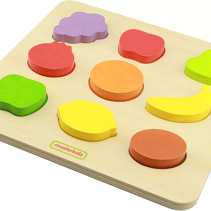 MASTERKIDZ medinis formelių rūšiuoklis, spalvingi vaisiai, Montessori