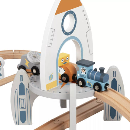 TOOKY TOY medinis kosminių traukinių rinkinys