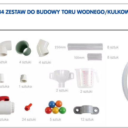 MASTERKIDZ STEM Board Pipe System 84 Elementu rutulinis vandens takelis