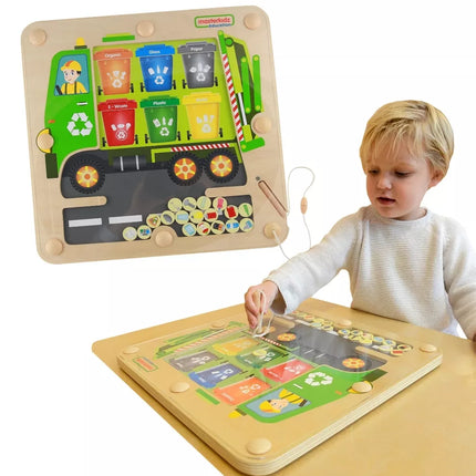 MASTERKIDZ magnetinė lenta, atliekų rūšiavimo Montessori perdirbimo sunkvežimis