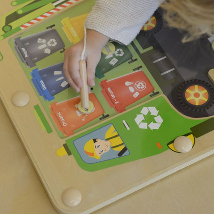 MASTERKIDZ magnetinė lenta, atliekų rūšiavimo Montessori perdirbimo sunkvežimis