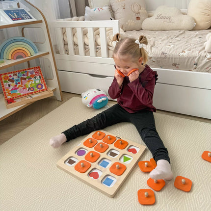Viga „Memory – Atspėk paveikslėlius“ atminties žaidimas – 10 Montessori kortelių.
