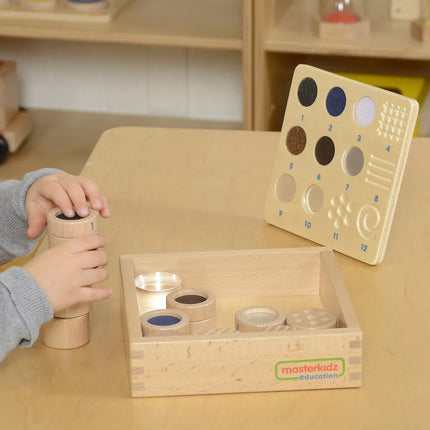 Masterkidz medžiagos ir faktūros – 12 Montessori jutiminių kaladėlių