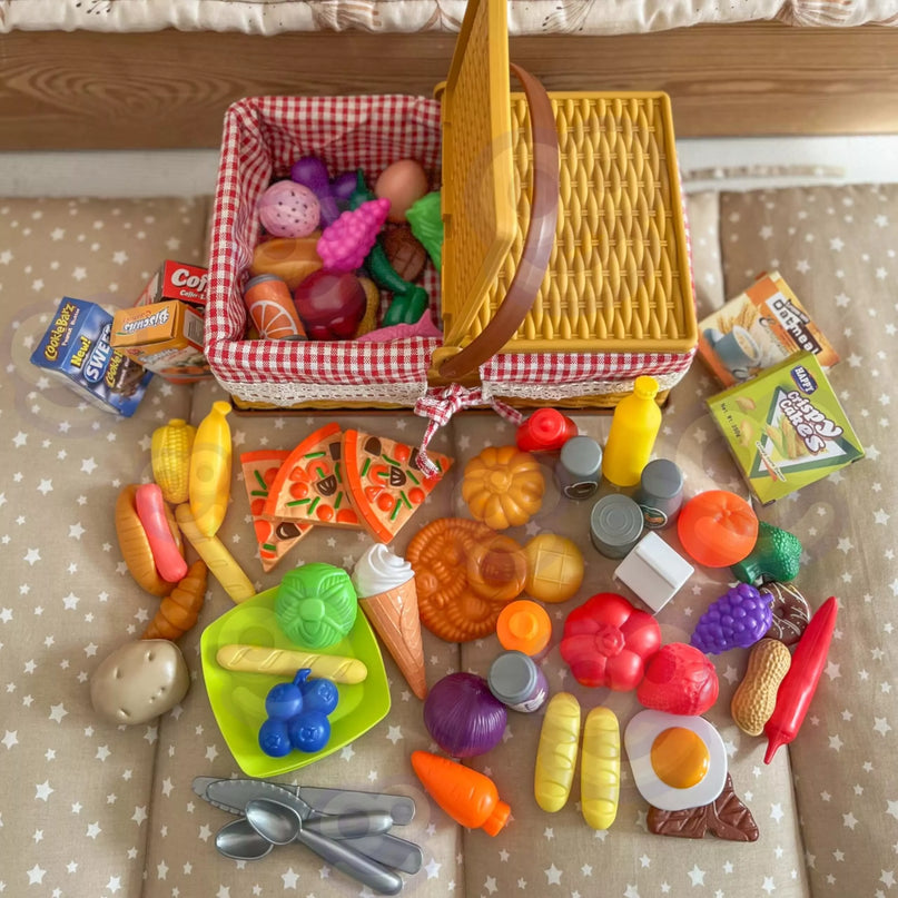 WOOPIE XXL 103 dalių pikniko krepšelis – vaisiai, daržovės ir greitas maistas