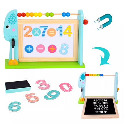 TOOKY TOY didelė medinė dvipusė magnetinė + kreidinė lenta