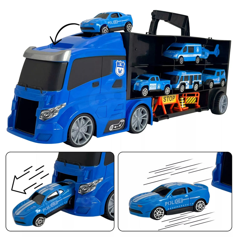 WOOPIE sunkvežimio transporterio rinkinys 3in1 mėlyna policija
