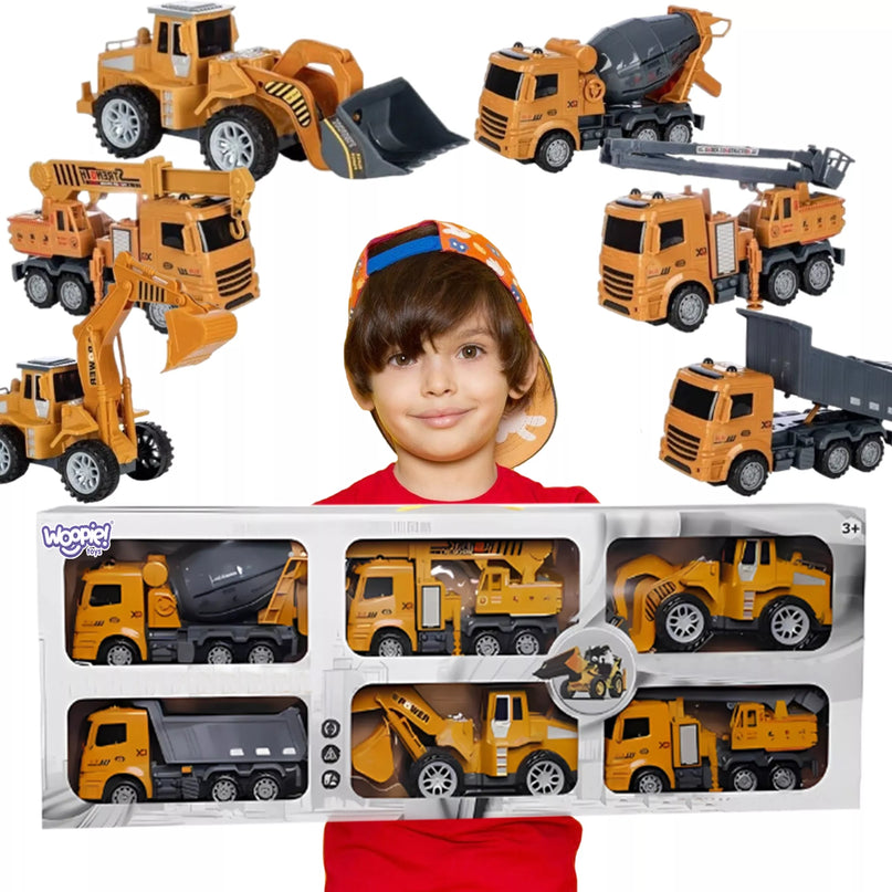 WOOPIE didelis statybinių transporto priemonių rinkinys 6in1