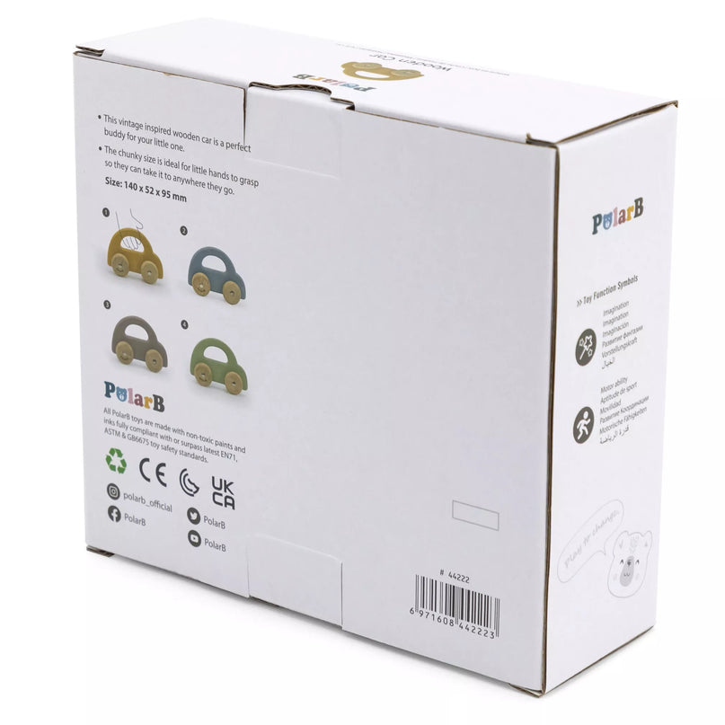 VIGA PolarB medinis stumdukas automobilis, geltonas