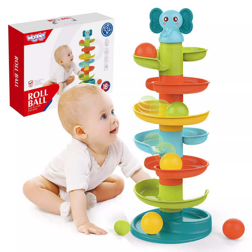 WOOPIE BABY Kulodromas – Spiralinis Kamuoliukų Bokštas su 3 Kamuoliukais