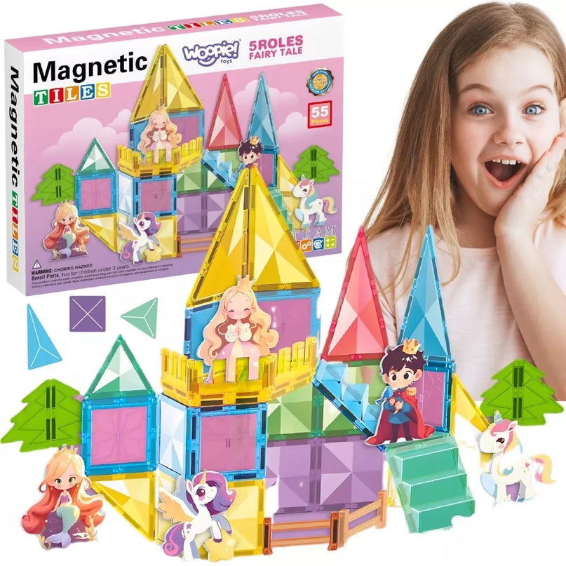 WOOPIE magnetiniai konstruktoriai 3D edukacinis rinkinys Pasakų pilis 55 vnt.