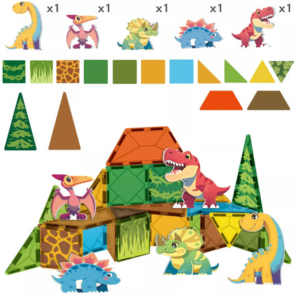 WOOPIE Magnetinės Konstrukcinės Pagalvėlės 7,5 cm Dino 30 vnt.