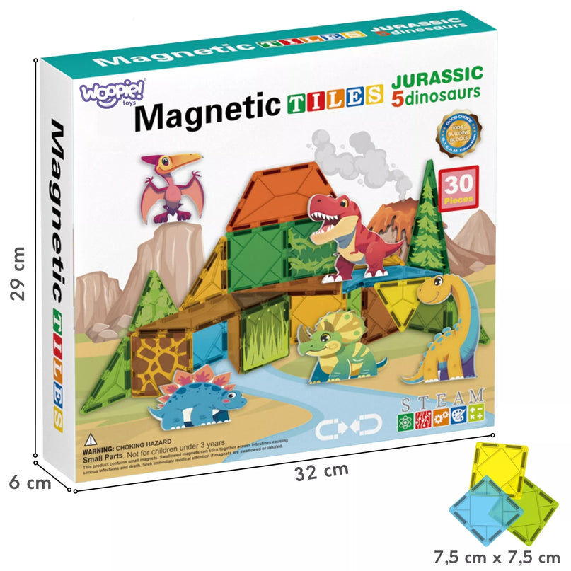 WOOPIE Magnetinės Konstrukcinės Pagalvėlės 7,5 cm Dino 30 vnt.