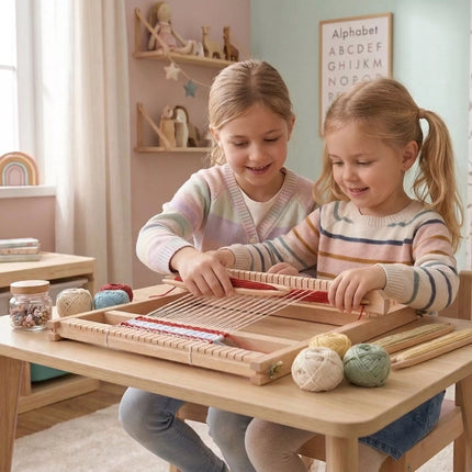VIGA medinis audimo staklių dirbtuvėlių Montessori audimo rinkinys