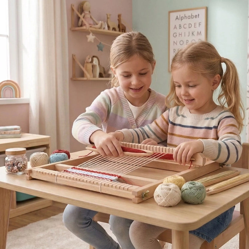 VIGA medinis audimo staklių dirbtuvėlių Montessori audimo rinkinys