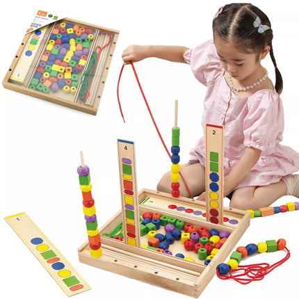 VIGA medinis edukacinis žaidimas „Loginiai karoliukai“ – 104 dalys, Montessori metodas