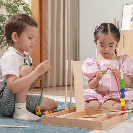 VIGA medinis edukacinis žaidimas „Loginiai karoliukai“ – 104 dalys, Montessori metodas