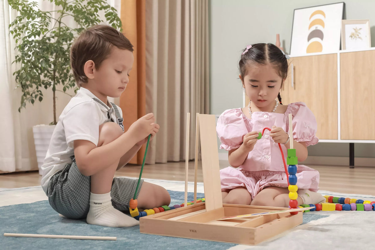 VIGA medinis edukacinis žaidimas „Loginiai karoliukai“ – 104 dalys, Montessori metodas