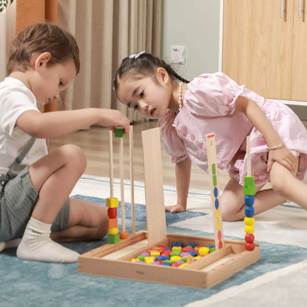 VIGA medinis edukacinis žaidimas „Loginiai karoliukai“ – 104 dalys, Montessori metodas
