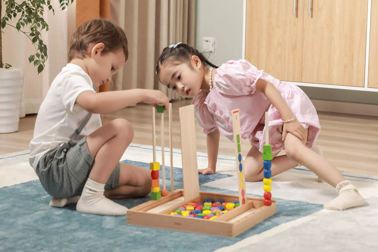 VIGA medinis edukacinis žaidimas „Loginiai karoliukai“ – 104 dalys, Montessori metodas