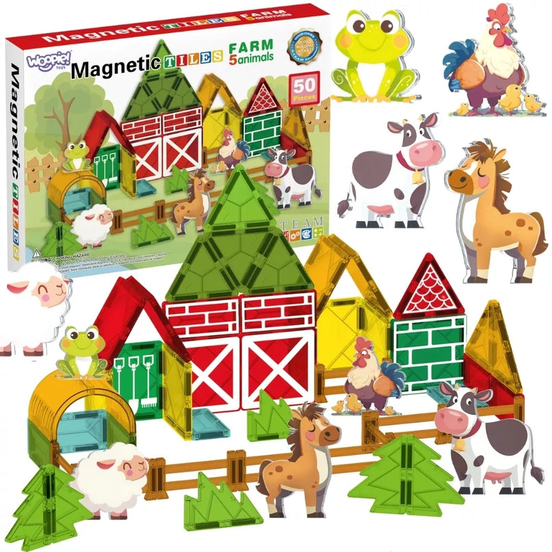 WOOPIE magnetiniai kaladėlės 7,5 cm Ūkis 30 vnt.