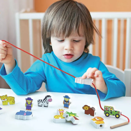 VIGA mediniai susipynimo kaladėlės Montessori siūlų ūkiui