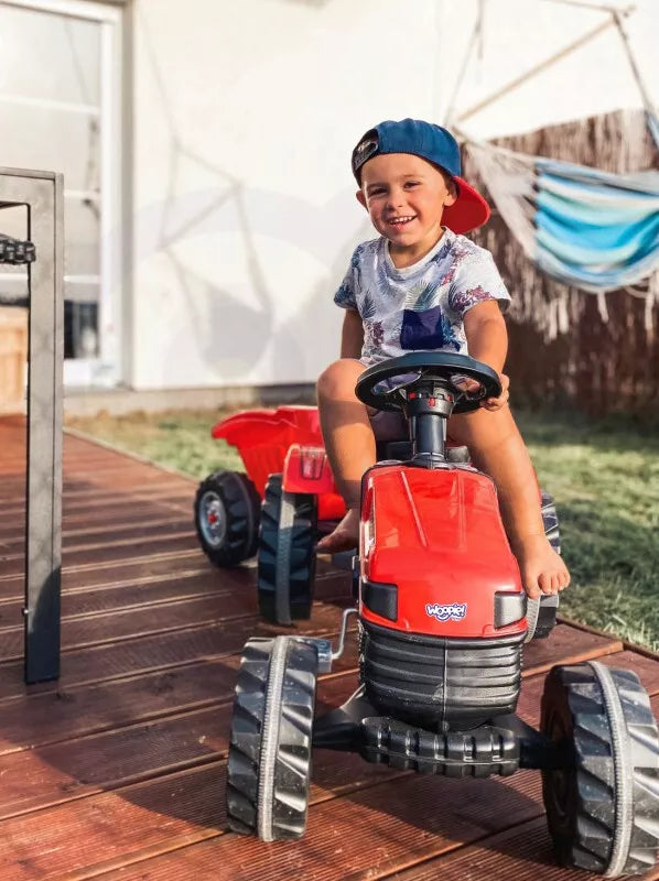 WOOPIE Farmer GoTrac MAXI pedalinis traktorius su tyliais ratukais priekaboje