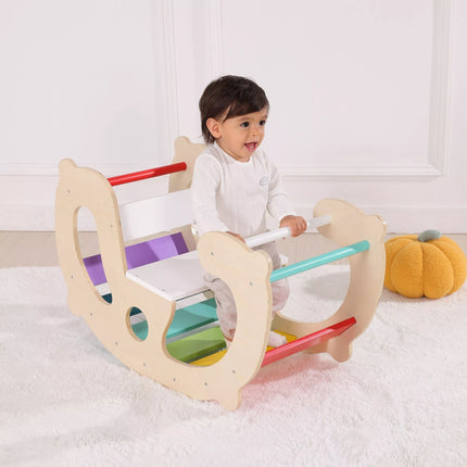 WOOPIE GREEN medinis vaivorykštės supamasis tiltas 2in1 Montessori