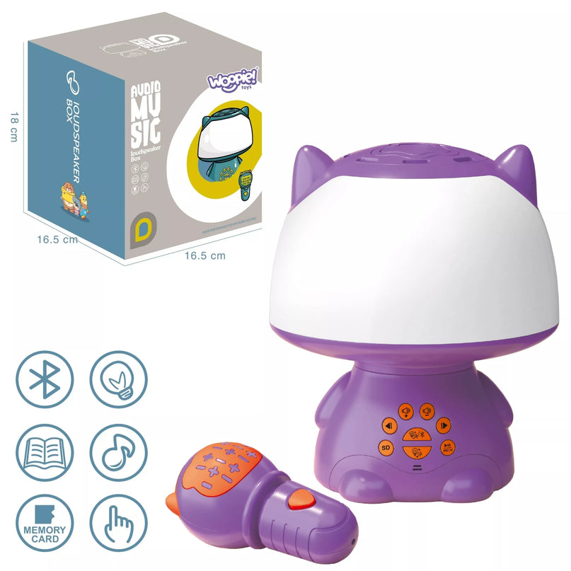 WOOPIE daugiafunkcinė RGB lempa „Bluetooth“ garsiakalbis karaoke balso moduliatorius SD kortelė violetinė
