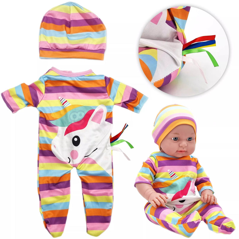 WOOPIE ROYAL Lėlės drabužių komplektas Romperio bodis Vienaragio kepurė 43-46 cm