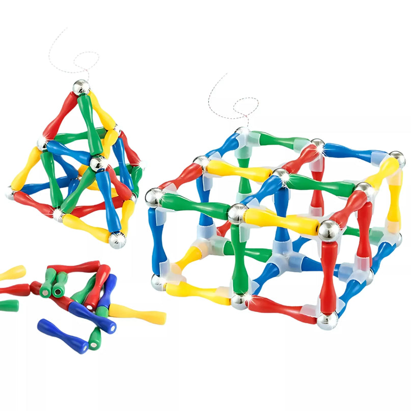 WOOPIE magnetiniai konstruktoriaus kaladėlės 3D 128 vnt. XXL