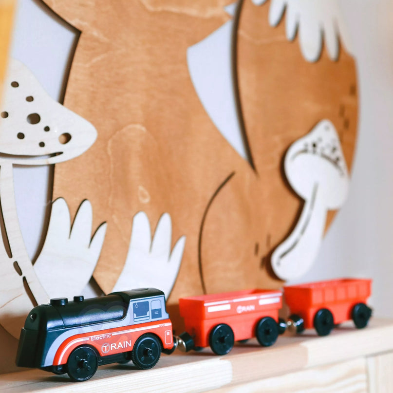 WOOPIE Electric Queue Set Locomotive Track Farm Animals 70 vnt.
