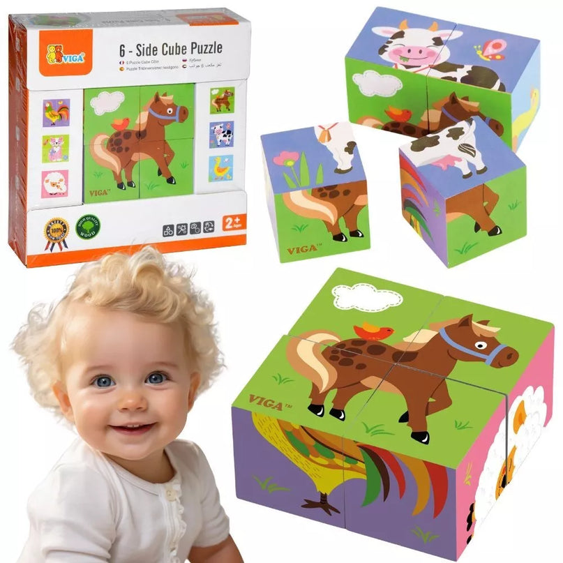 Medinė dėlionė „Ūkis“ – 4 kaladėlės