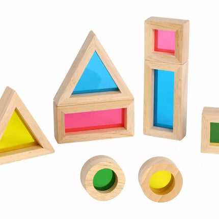TOOKY TOY Mediniai Spalvoti Veidrodiniai Kaladėliai, 8 dalių rinkinys