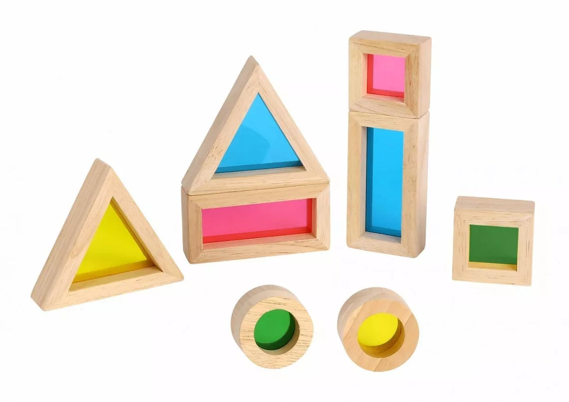 TOOKY TOY Mediniai Spalvoti Veidrodiniai Kaladėliai, 8 dalių rinkinys