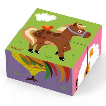Medinė dėlionė „Ūkis“ – 4 kaladėlės
