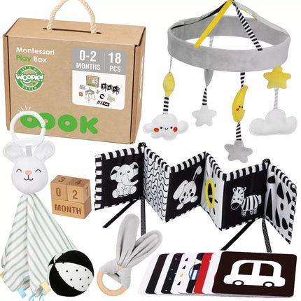 WOOPIE GREEN XXL Montessori sensorinis ir edukacinis rinkinys 7‑in‑1 0-2mėn