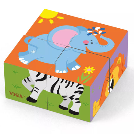 Medinė dėlionė „Zoologijos sodas“ – 4 kaladėlės