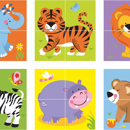 Medinė dėlionė „Zoologijos sodas“ – 4 kaladėlės