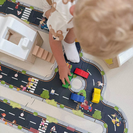 WOOPIE GREEN dėlionė vaikams, greitkelio modelis, 21 detalė, sertifikuota FSC