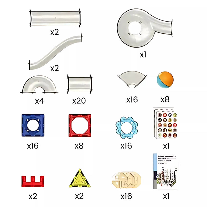 WOOPIE magnetiniai statybiniai blokai 3D mokomasis rinkinys Kulodrom rutulinis takelis 113 vnt.