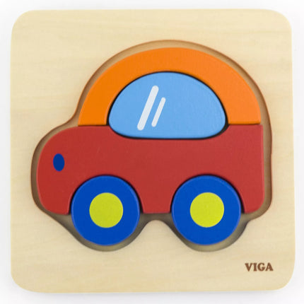 VIGA pirmoji medinė kūdikio dėlionė „Automobilis“