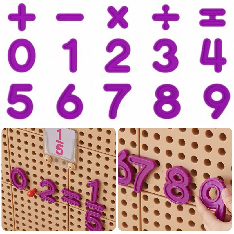 MASTERKIDZ skaičių ir simbolių rinkinys STEM sieninėms plokštėms mokytis skaičiavimo ir matematikos, 82 vnt.