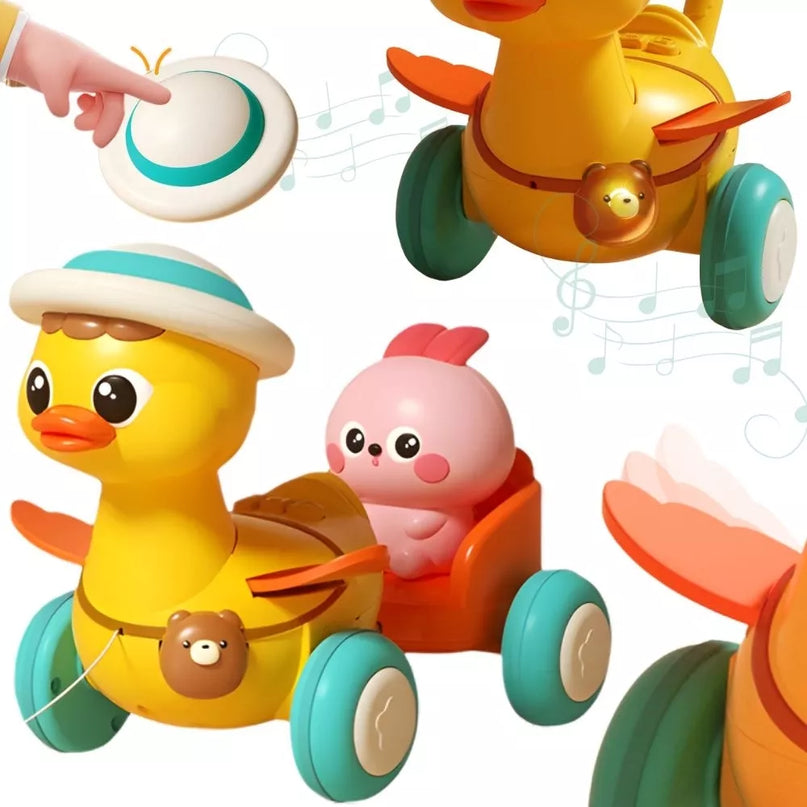 WOOPIE BABY Geltona antis su rožiniu zuikiu traukiamoje priekaboje