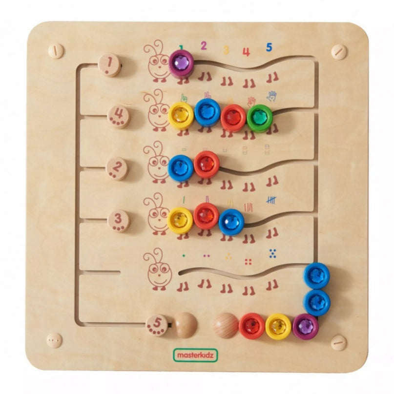 MASTERKIDZ Spalvingi Vikšrai Mokymosi Skaičiai ir Kiekiai – Montessori Mokomoji Sieninė Lenta