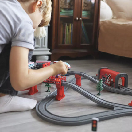 WOOPIE elektrinis traukinio bėgių tiltų ir tunelių rinkinys, 80 vnt.