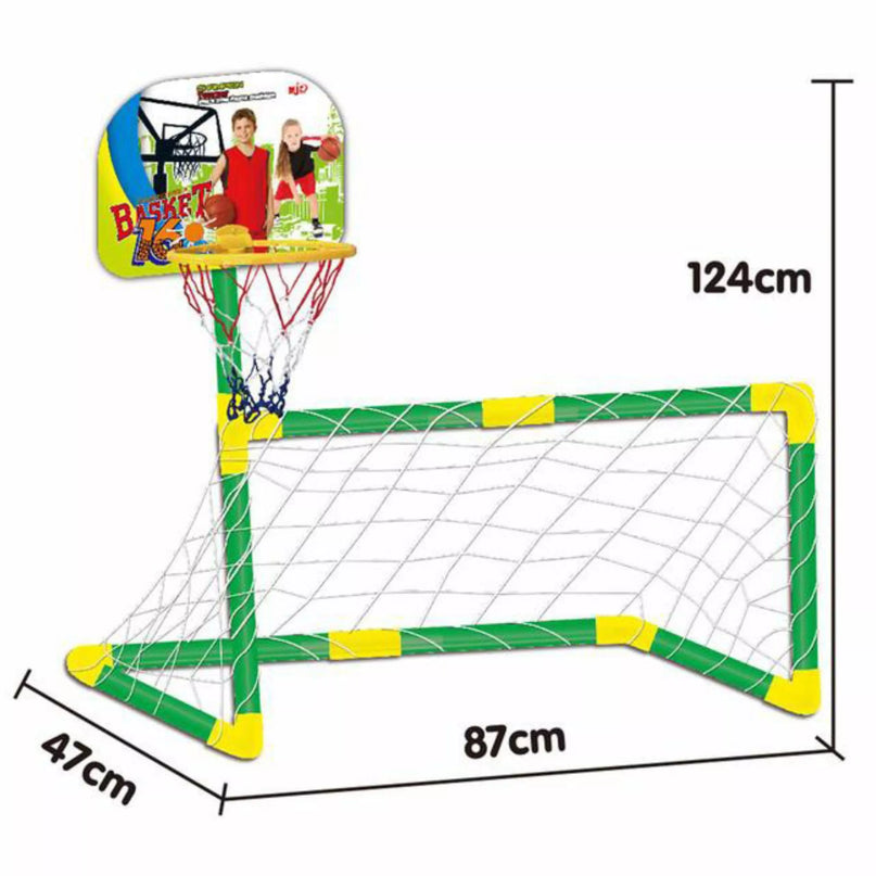 2in1 rinkinys krepšinio futbolo įvartis + kamuoliai
